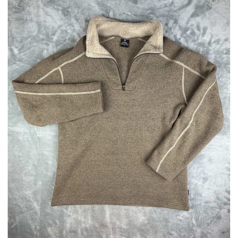 Kuhl Quarter Zip Pullover Mens Large Brown Excellent Wool Blend Shearling Collar